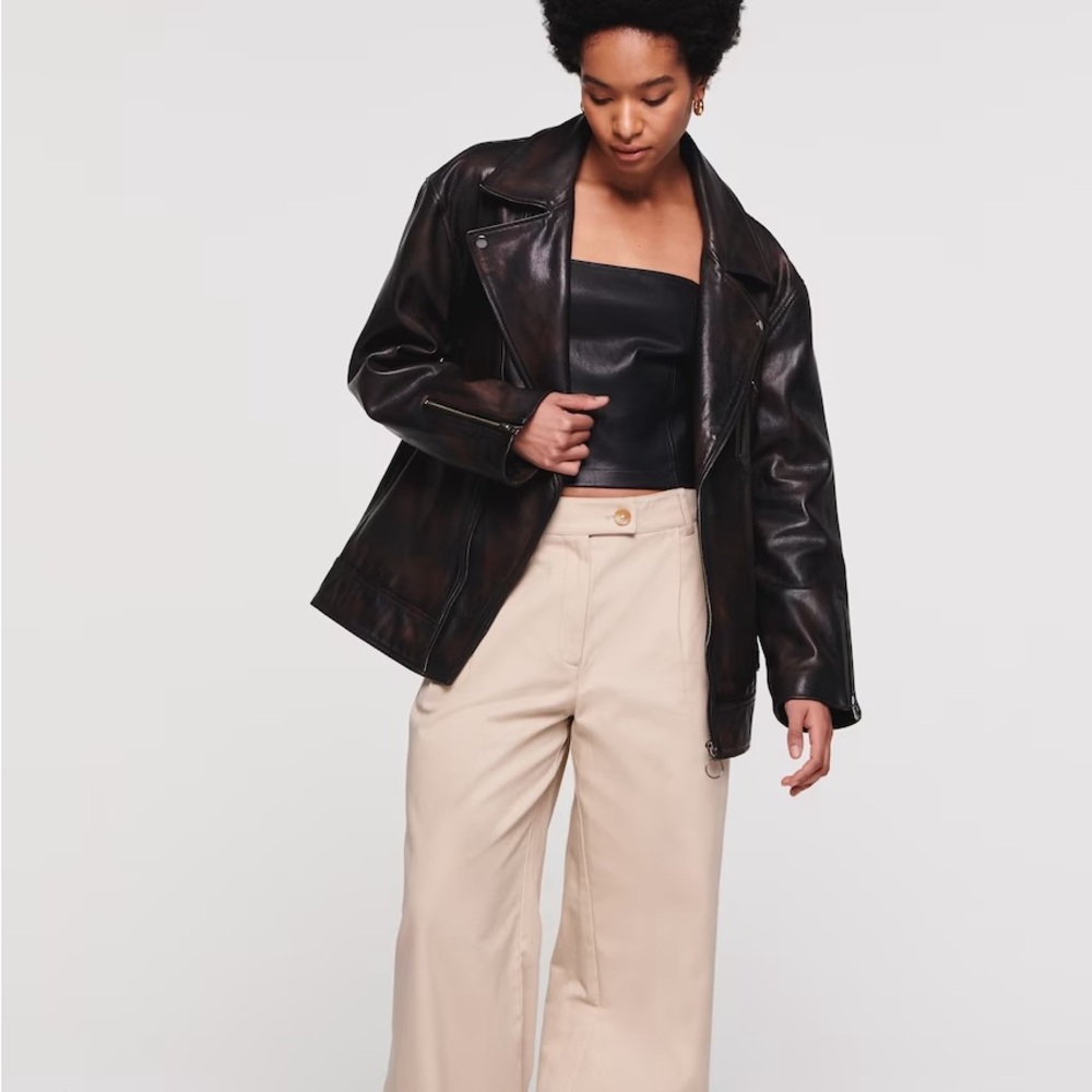 Classic Black Leather Moto Jacket - Women